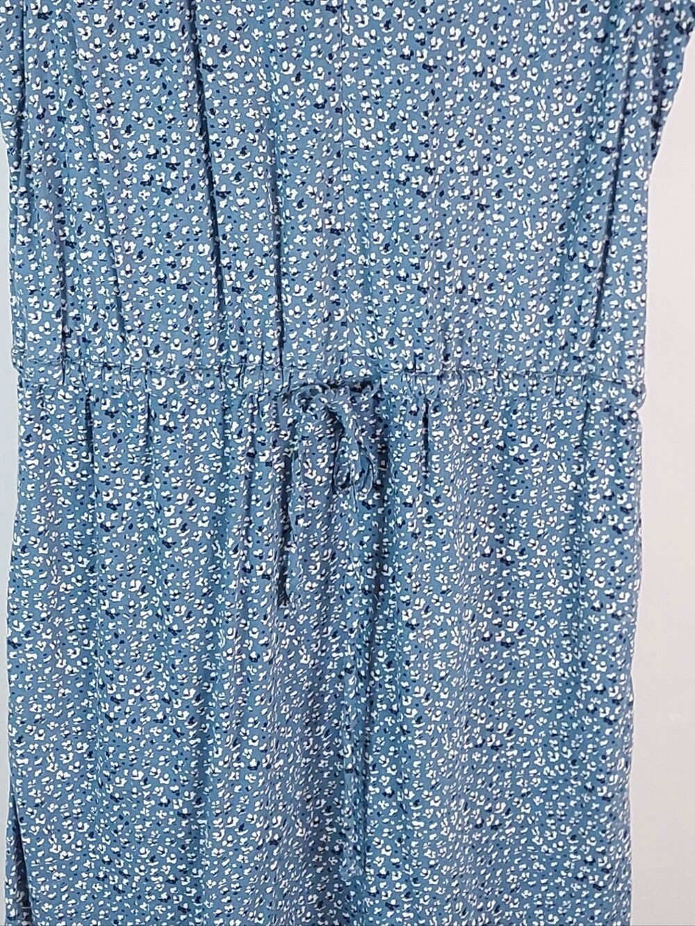 Denver Hayes Blue White Floral Sleeveless Drawstring Tunic Dress Size S - Picture 6 of 11